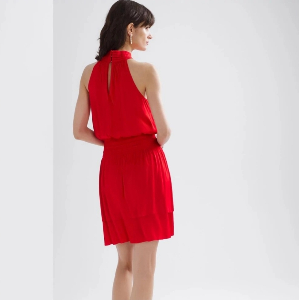 White House Black Market Red Dinner or Cocktail Dress Cross Halter Mini Dress - Picture 3 of 7